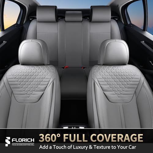 Image of FLORICH Seat Covers, Car Seat Covers Full Set, Luxury Nappa Leather Seat Covers, Breathable and Waterproof Car Seat Protector 5 Seat, Automotive Seat Covers Universal Fit for Most Cars-Gray