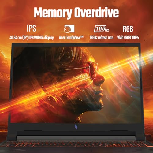 Image of acer Nitro V 16, Intel Core i5 14th Gen - 14450HX, NVIDIA GeForce RTX 4050-6GB, 16 GB RAM, 512 GB SSD, WUXGA IPS,16 inch /40.6 cm, 165 Hz, Windows 11 Home, Black, ANV16-71, Gaming Laptop