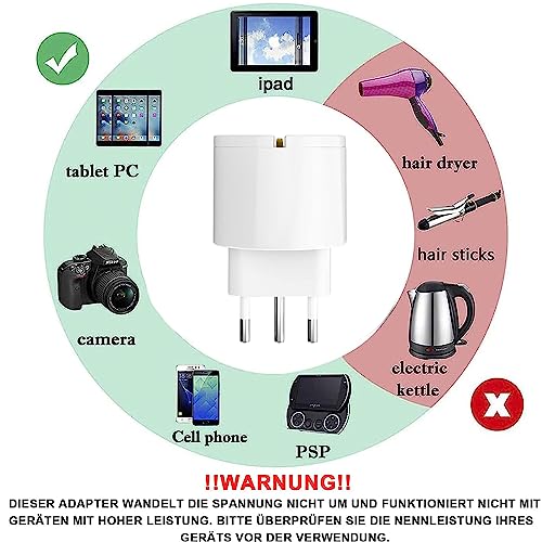 Oliveria 3 Adattatori da viaggio, Adattatore EU to...