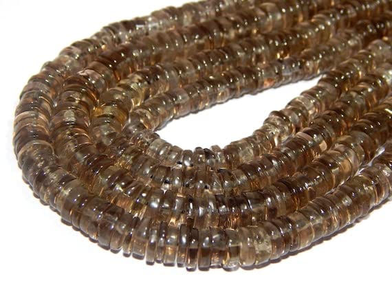 Quartz Fumé perles pneu 6x7mm fil de 16" pour enfilage bijoux