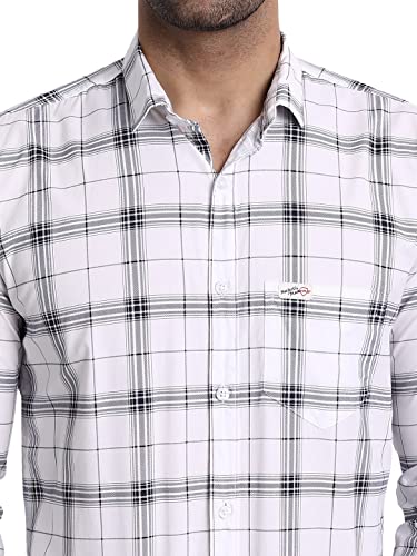 Image of Majestic Man Slim Fit Cotton Casual Check Shirt for Men