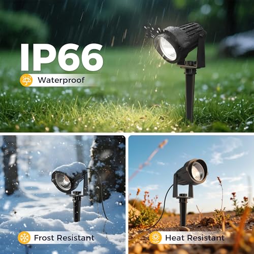 Image of L LOHAS LED 5W Dusk to Dawn Outdoor Spotlight 6000K Landscape Light 4 Pack | Outdoor Spotlights with Dusk to Dawn Sensor, Waterproof Landscape Lights for Yard, Garden, House and Tree Decoration