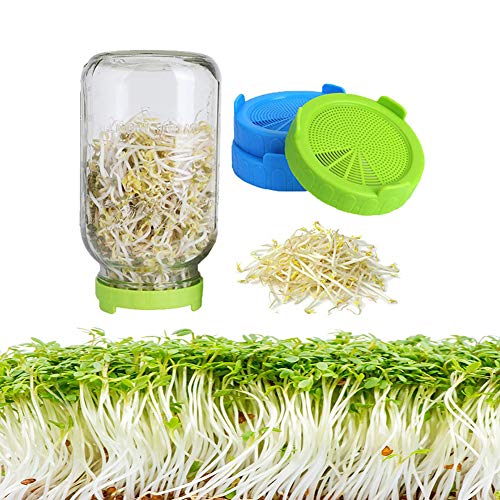 6 Pack Plastic Jar Sprouting Lid, Easy Rinse & Drain for Wide Mouth Mason Jar Lids, Grow Bean Sprouts, Alfalfa, Salad Sprouts etc