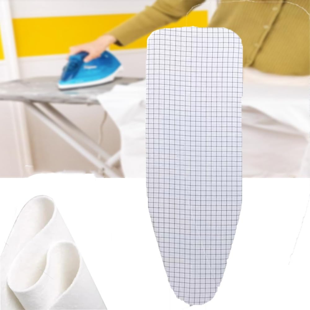 Pokrowiec na deskę do prasowania, Wymienny pokrowiec na deskę do prasowania 12x36 cali, regulowany(White Grid)