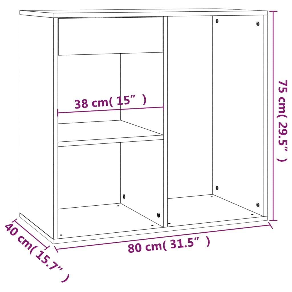 Kosmetikschrank Hochglanz-Weiß 80x40x75 cm Holzwerkstoff Beistellschrank für Schminktisch Organizer Schminkkommode mit Schublade und Fächern für Kosmetik Make-up
