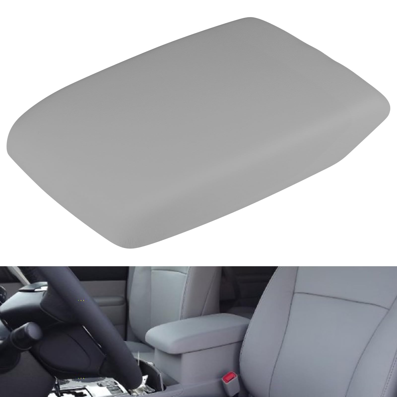 Photo 1 of Osompar Center Console Armrest Cover Gray Compatible with Toyota Highlander 2008-2013 Replaces 58905-0E040-C0 PU Leather Arm Rest Box Lid Middle Console Cover