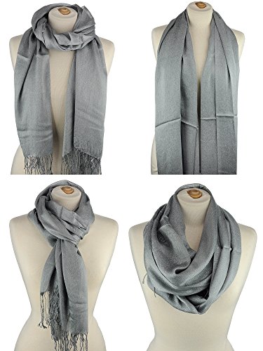 NYFASHION101 Women's Sheer Metallic Braided Tassel Ends Scarf Shawl Wrap4