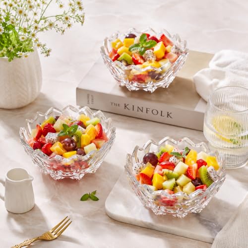 Image of WRINGO Glass Bowl for Kitchen Prep, Dessert, Dips, and Candy Dishes, Cake, Snack Bowl Set of 6 Or Nut Bowl, and Microwave Safe Clear Glass Bowls for Mixing, Storing Size 4.5 Inch