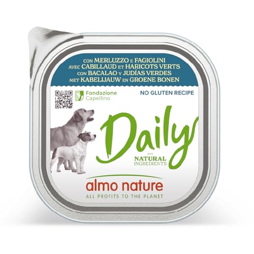 almo nature Daily, Alimento Umido per Cani Adulti - Merluzzo e Fagiolini - 300 g, Confezione da 9