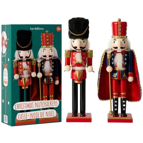 THE TWIDDLERS 2 Cascanueces Navidad Rey y Tambor, Figura Tradicional 30 cm