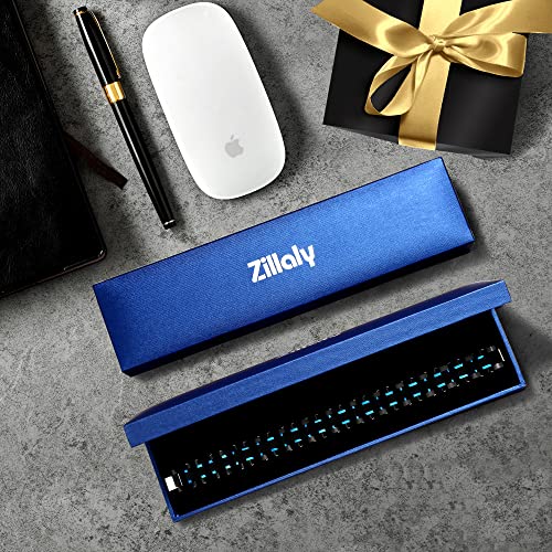 Zillaly Men's Stainless Steel Two-Tone Square Link Diamond Bracelet In Black & Blue Ion-Plated Black (Black & Blue) #TOP5