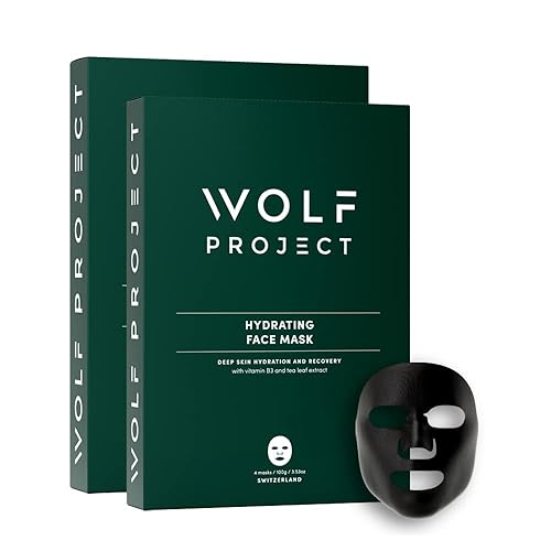 Miniatura 1 de Wolf Project - Mascarillas hidratantes para hombre mascarilla facial de carbón con ácido hialurónico vitamina B3 suero natural paquete de 8