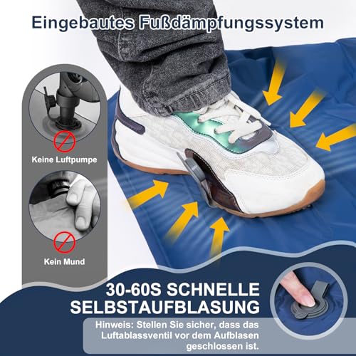 Haksimey Isomatte Selbstaufblasend ultraleichtLuftmatratze für Camping, aufblasbare Matratze mit Fußpresspumpe, Air Mattress mit kopfkissen, Outdoor campingmatte schlafmatte für Wandern Reisen – Bild 4