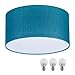 Produktbild SEBSON Deckenleuchte türkis Textil, inkl. E27 LED Lampe 5W warmweiß, 40cm Durchmesser, Leuchte rund Textilschirm, Deckenlampe