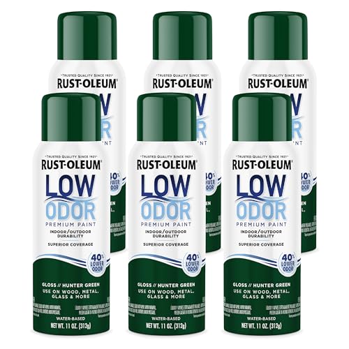 Image of Rust-Oleum Low Odor Premium Spray Paint, 11 oz, Gloss Hunter Green, 6 Pack