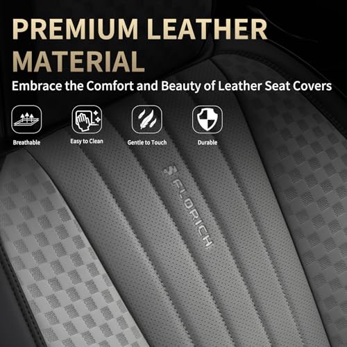 Image of FLORICH Car Seat Covers, Premium Leatherette Car Seat Covers Front Seats, Automotive Vehicle Seat Cushions, Waterproof Seat Protectors for Sedans Cars SUV Trucks, Black&Gray