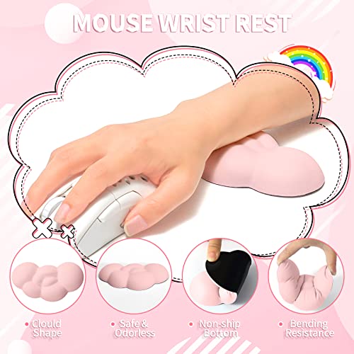 Mouse Wrist Rest Coussin Rose avec Support Clavier Ergonomique pour Ordinateur Portable