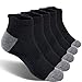 VoJoPi 5 Pares Calcetines Running Hombre, Calcetines Deporte Tobilleros con Anti-Rozaduras, Calcetines Algodon Transpirables para Fitness, Maratón, Tenis 39-46, Negro& gris