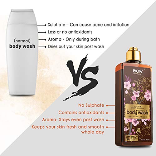 Image of WOW Skin Science Japanese Cherry Blossom Foaming Body Wash - No Parabens, Sulphate, Silicones & Color - 250mL