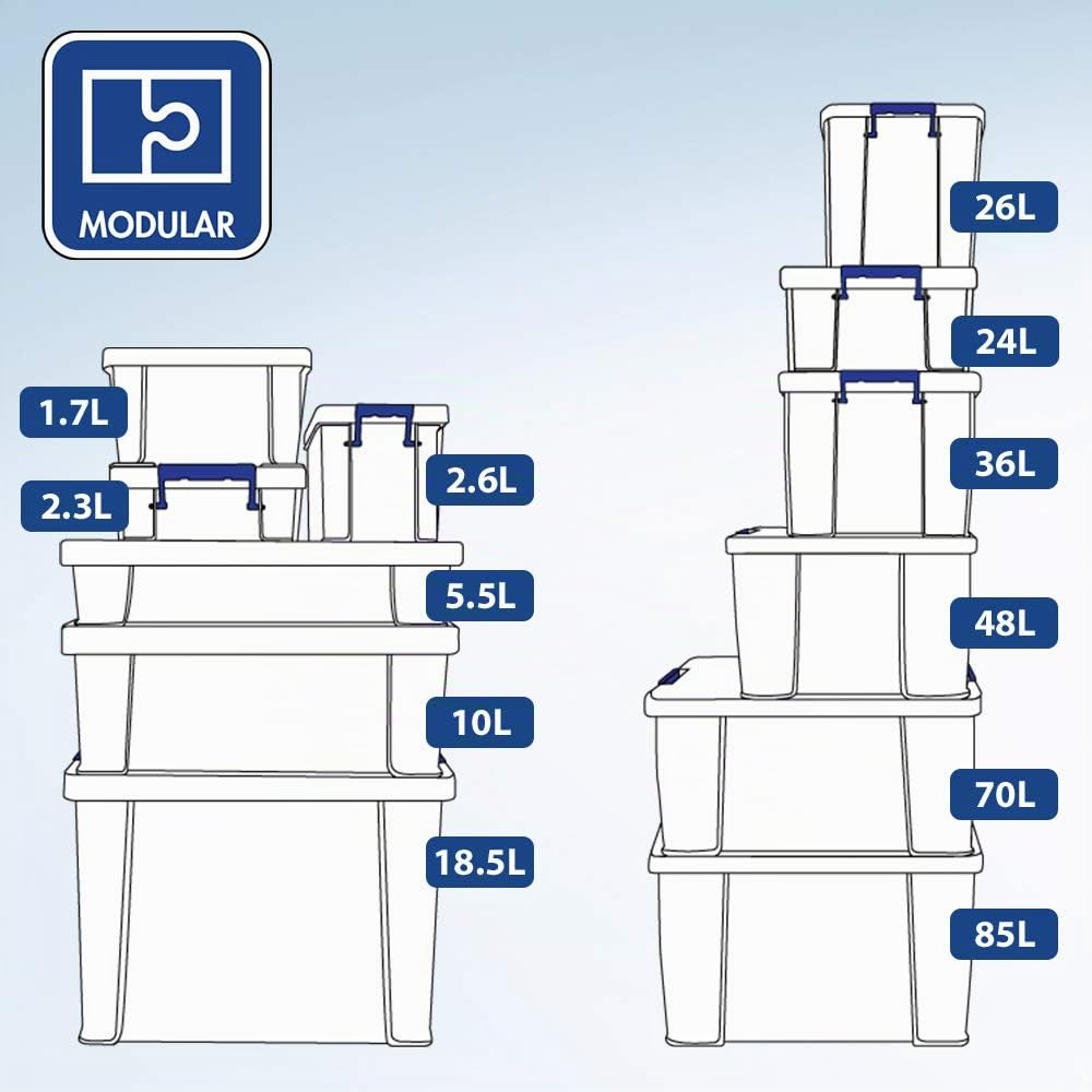 Bankers Box Prostore scatola porta oggetti in plastica con coperchio, 36 litri, impilabile, scatole per armadio super resistenti, dimensioni 30x37x31 cm, contenitori plastica trasparente, 1 unità