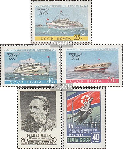 Prophila Collection Unione Sovietica 2395-2397,2426,2429A (Completa Edizione) 1960 Binnenschifffahrt, Engels, Corea (Francobolli per i Collezionisti) Marinaro