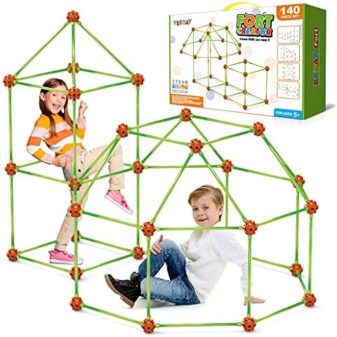 Fort Building Kit for Kids 4,5,6,7,8+Year Old Boys & Girls, 140 pcs, Creative STEM Building Toys for DIY Castles, Tunnels, Play Tent, Ideal Gift for Aged 5-8 Cover