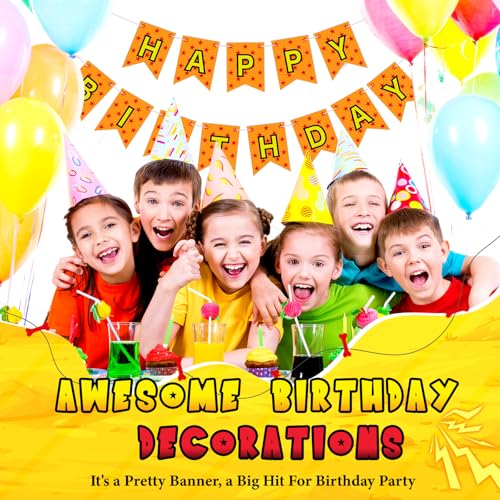 Image of VitalCozy Anime Theme Dragon Happy Birthday Bunting Banner Pre-string Red and Orange Stars Birthday Decoration Banner for Anime Party Supplies