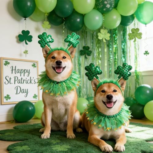 Disfraz St Patricks Día para Perro con Collar y Vincha miniatura 7