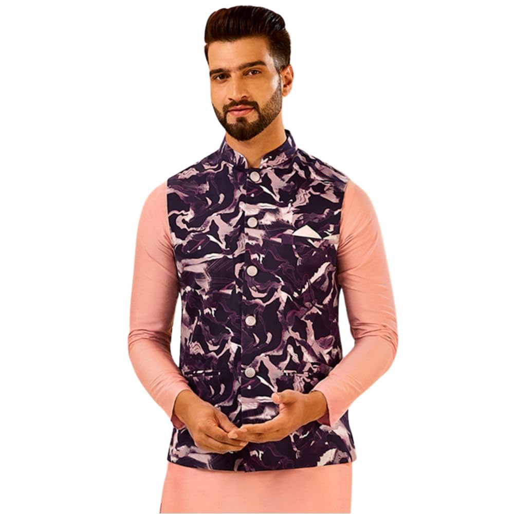 kisah Nehru Jacket for Men – Print Cotton Blend Modi Jacket | Ethnic & Formal Waist Coat for Weddings, Parties & Office Wear-picture-13
