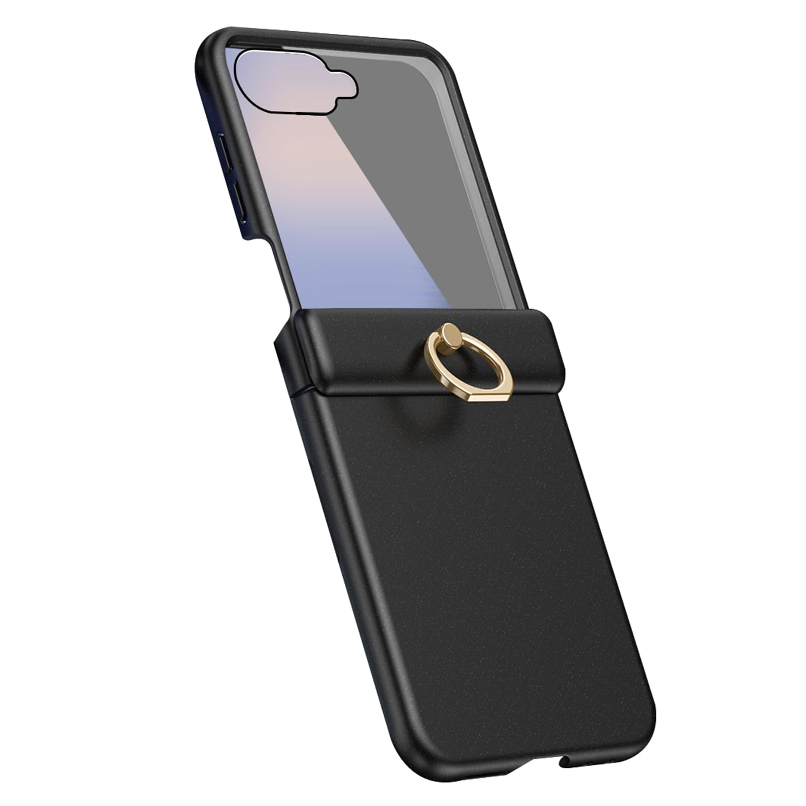 Zawiasowe etui do Samsung Galaxy Z Flip 8, obrotowe powlekanie pierścieniem, odporna na wstrząsy osłona ekranu, kompleksowa osłona, czarne, Flip 8