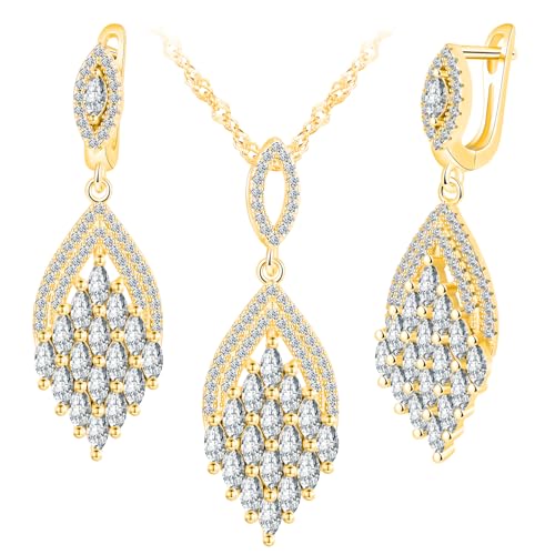 Bijoux en argent 925 femme MicLee ensemble collier pendentif zircon de fête
