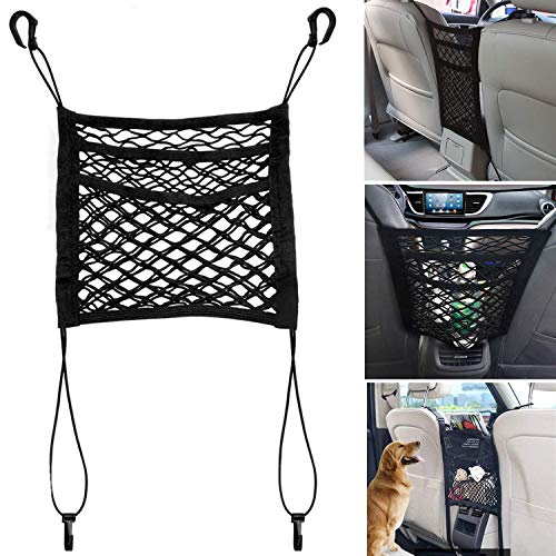 STARPIA 3-laags autostoelopbergnet voor auto SUV, universeel 3-laags autozitje mesh huisdier kid barrier opbergnet organizer voor tas telefoon, auto-opbergnetje