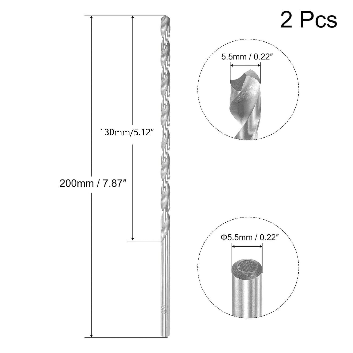 TA-VIGOR 2Pcs 5.5mm Extra Long Twist Drill Bits - Image 2