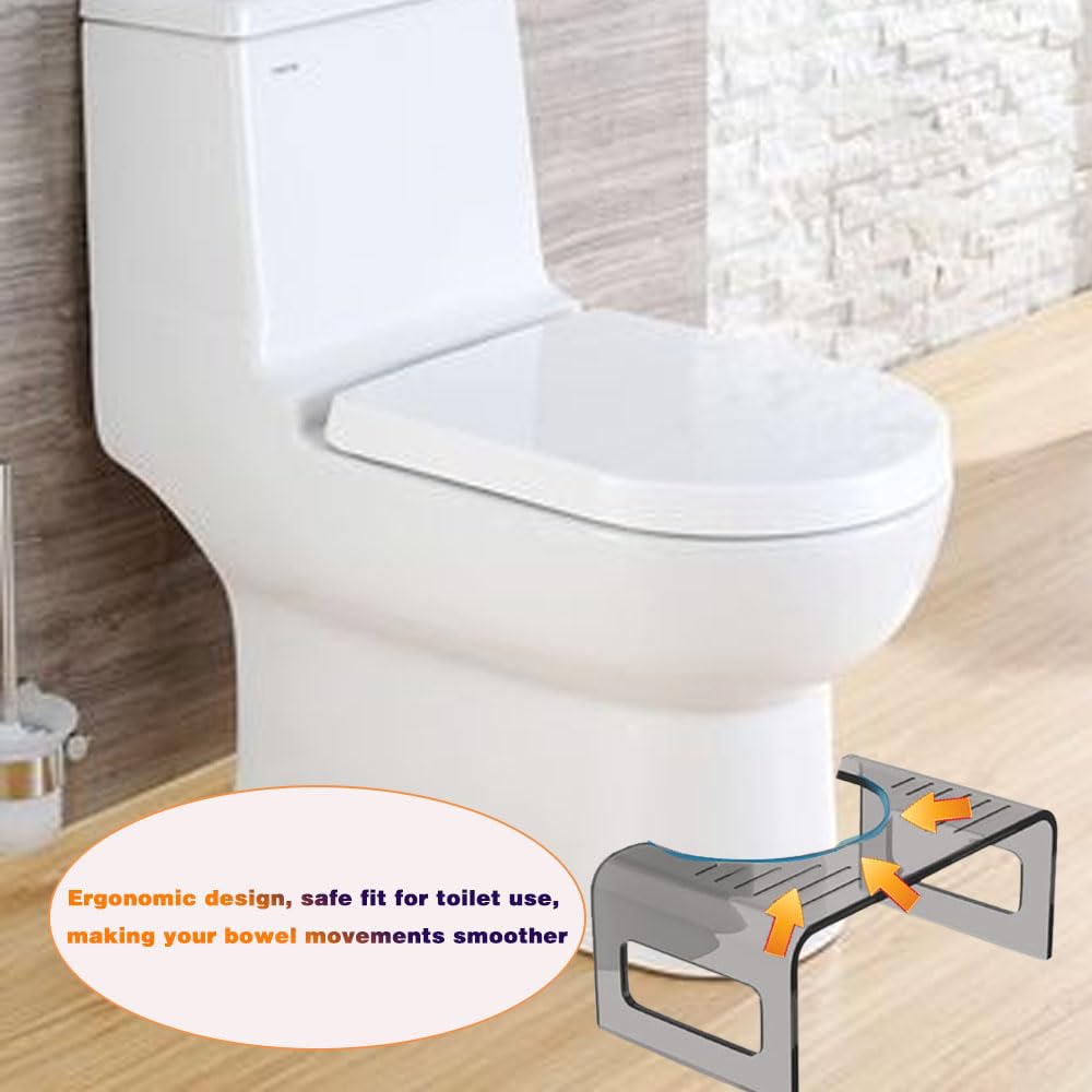 8-inch acrylic toilet stool, non slip toilet stool, stepped bathroom stool, transparent squatting toilet, toilet squatting toilet, transparent bathroom toilet, adult female male footstool. (black)