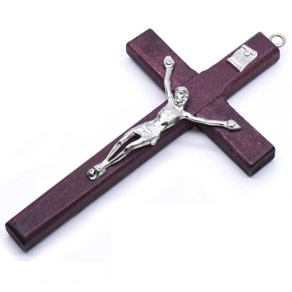 Uzztfa Crucifix Wall Cross Wooden Wall Cross Jesus Catholic Handcrafted Wall Cross Hanging Wall Crucifix with Hole for Home Church Wall Decor