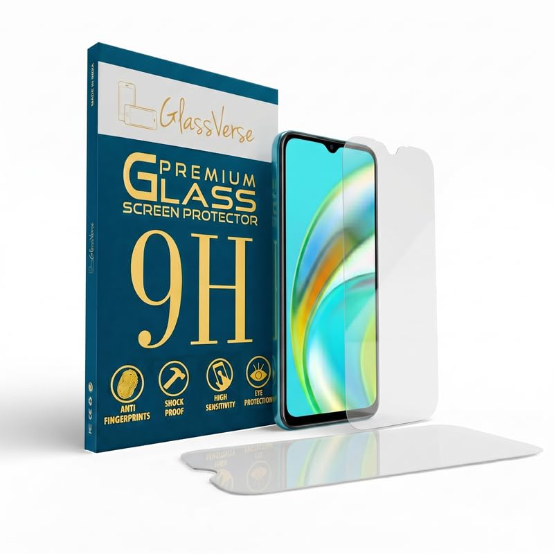 Image of GlassVerse PureView Tempered Glass for Realme C12 | Crystal Clear, 9H Hardness Screen Protector, Edge to Edge, Case Friendly, Hassle-less Installation Kit Included. (Pack of 2)