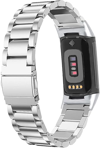 Miniatura 6 de TenCloud Bandas compatibles con Fitbit Charge 6Charge 5 Activity Tracker de acero inoxidable sólido para mujeres y hombres, pulsera de metal para