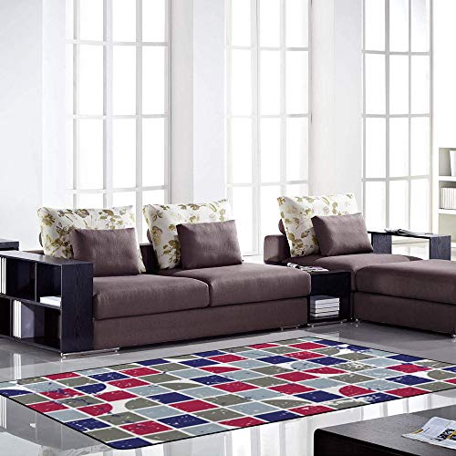 Tapis corail salon grand format tapis mosaïque velours polyester - 4