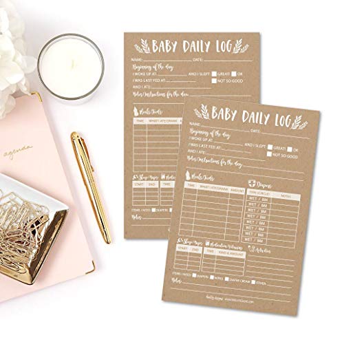 Nanny Newborn Baby or Toddler Log Tracker Journal Book, Daily Schedule Feeding Food Sleep Naps Activity Diaper Change Monitor Notes, Essential Supplies for Daycare, Babysitter, Caregiver, 50 Sheet Pad