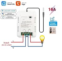 Vista 2 de Módulo de sensor de controlador de temperatura WiFi, aplicación Tuya, control remoto inalámbrico de 16 A, interruptor inteligente con monitoreo