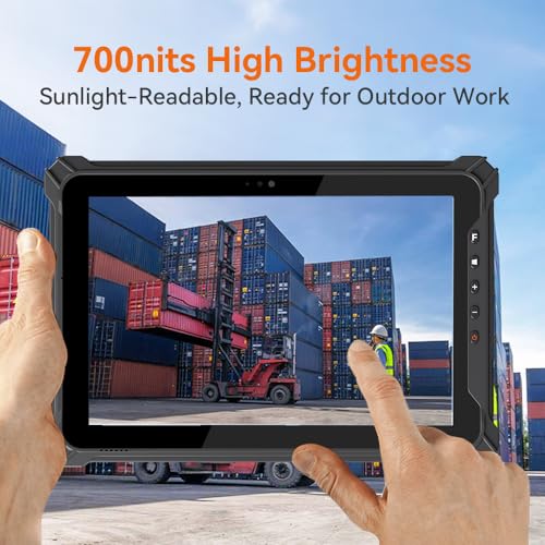 Image of T10W-2D Rugged Windows Tablet, 10.1 inch Durable Industrial Tablet with Scan, 8GB+128GB, 4G LTE, GPS, BT5.0 Wi-Fi,Water-Proof, 700nit Sunlight Readable for Outdoor, Enterprise Work, Vehicle
