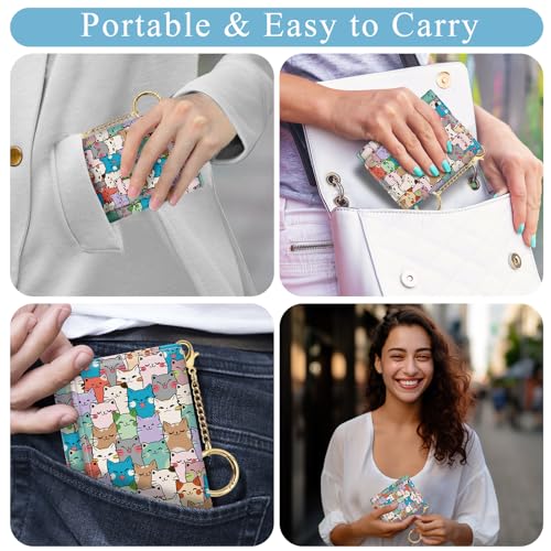 Image of Jogjam Womens Wallet, Small Cat Slim RFID Blocking Card Wallets, Cute Trifold PU Leather Card Holder Wallet Organizer, Mini Pocket Cash Wallet with 7 Card Slots ID Window for Girls Ladies Girlfriend