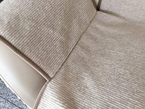 Sesselschoner in Wellenoptik beige mit Taschen, 100% Wolle, Sesselauflage Sesselüberwurf Sitzauflage Überwurf