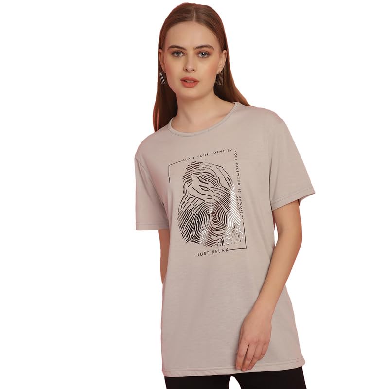 Image of Round Neck Cotton Printed Women Regular Fit Tshirt-P1950