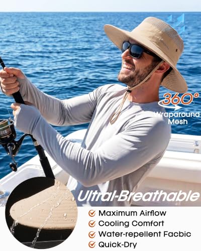 Image of FURTALK Sun Hats for Men Women UPF Sun Protection Breathable Wide Brim | Nylon UV Protection, Breathable Adjustable, 2-in-1 Wide Brim, Packable Water-Resistant, Fishing Hiking Summer