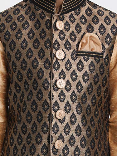 Image of JBN Creation Boys' Black and Gold Silk Blend Nehru Jacket VASBJ025BL 26