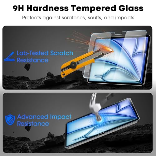 Image of JKSML 2-Pack Screen Protector for iPad Air 11 Inch M4 /M3 /M2 (2026 /2025 /2024), Tempered Glass UltraFit Tray for Easy Installation, Case Friendly, Bubble-Free, Face ID & Apple Pencil Support