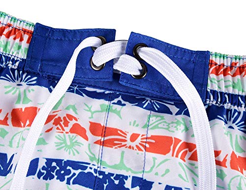 Nonwe Boy's Pool Shorts Quick Dry Soft Drawsting Printed Hand Pocket Beach Trunks Blue Red Pattern 10 #TOP2