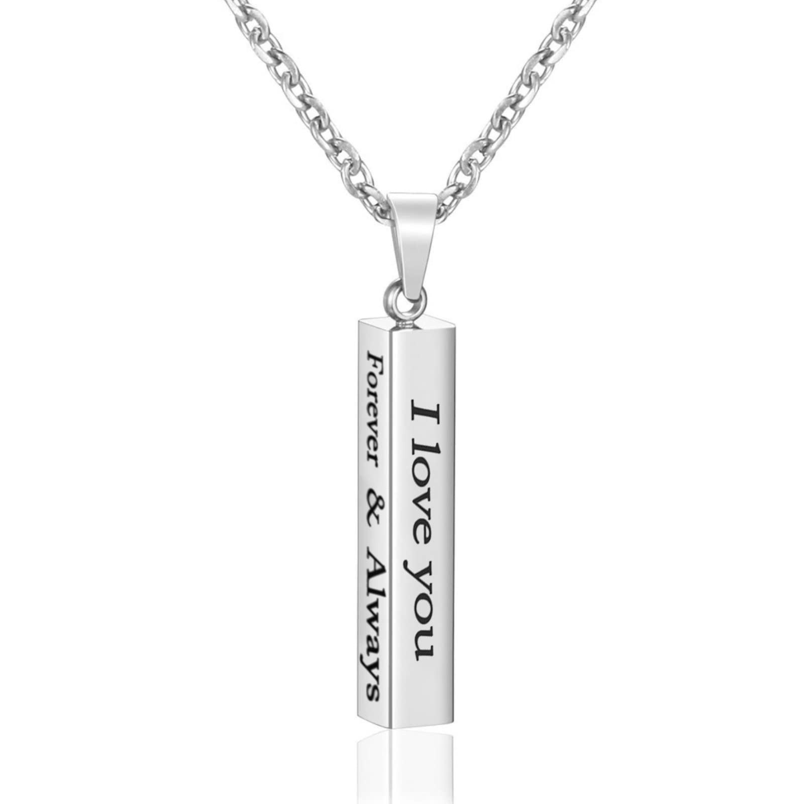 SIXDUTONCollar Colgante Barra para Hombre Mujer, Personalizada Pareja Collar de Acero Inoxidable Collar Barra de Deseos Colgante