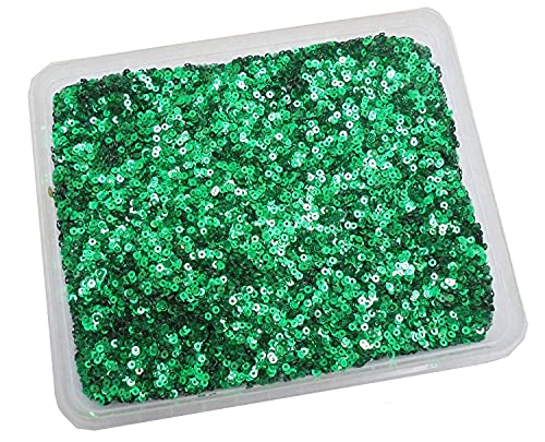 Image of eshoppee 200 gm, 3 mm Green Color Round Shape Sequins Sitara, for Jewellery Making Embroidery Material Art and Craft DIY kit, Glitter Sequince Beads (23, 200 gm)